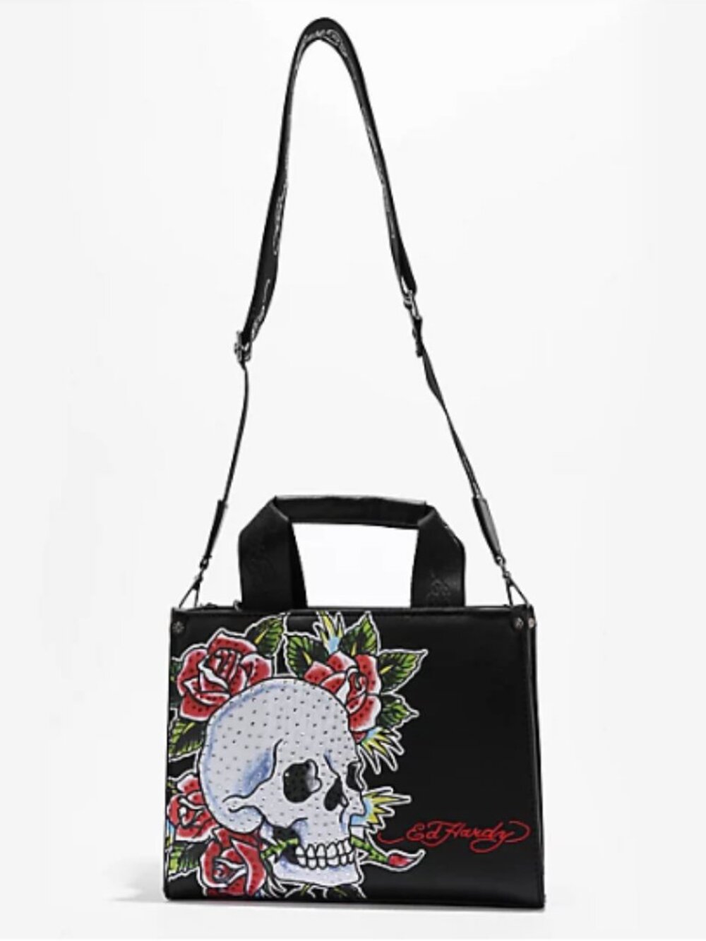 ED HARDY SKULL GEM BLACK HANDBAG